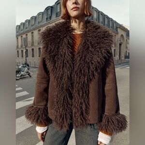 ZARA DOUBLE-SIDED FAUX FUR JACKET